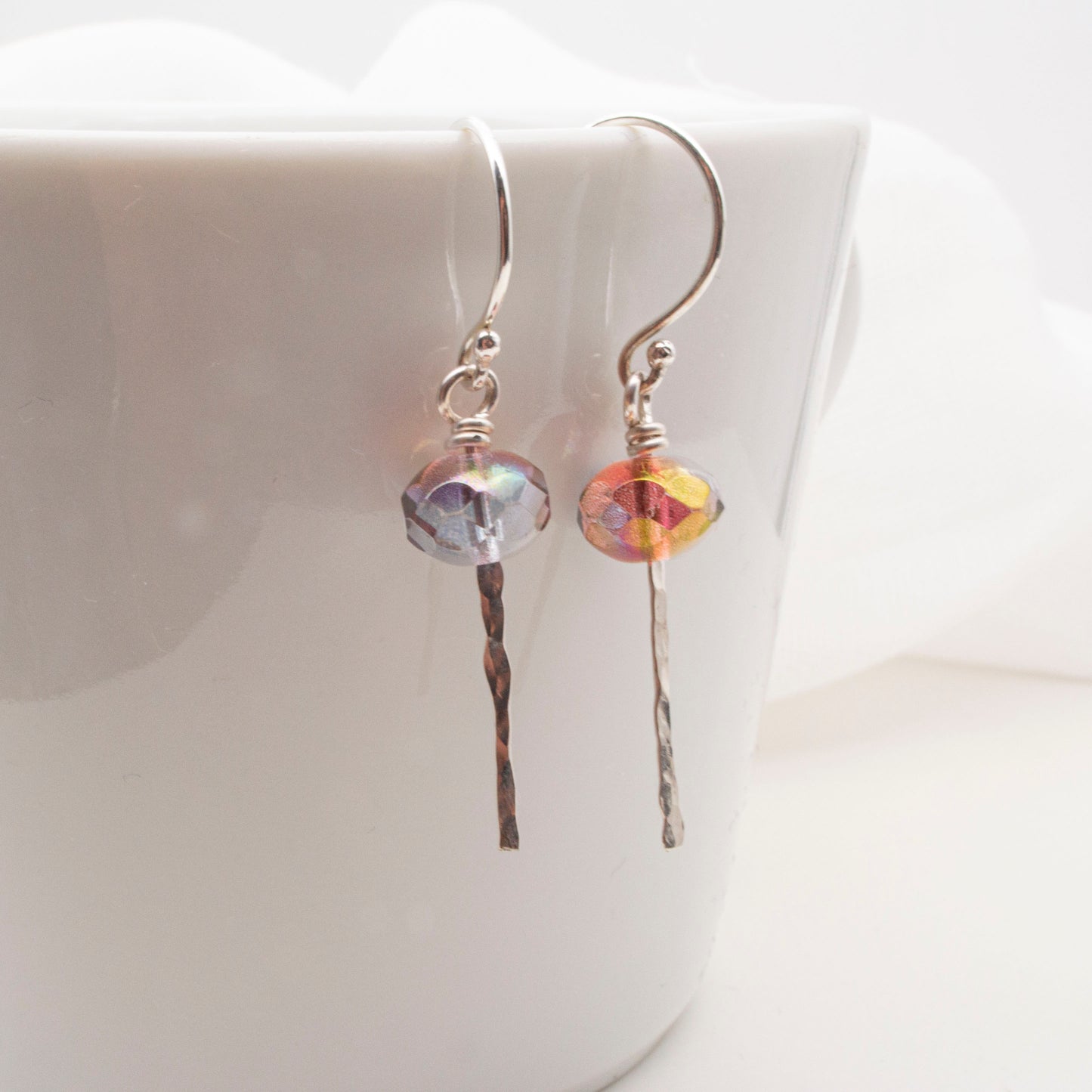 Autumn iridescent dangle earrings