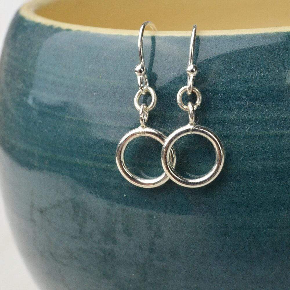 Silver circle deals dangle earrings